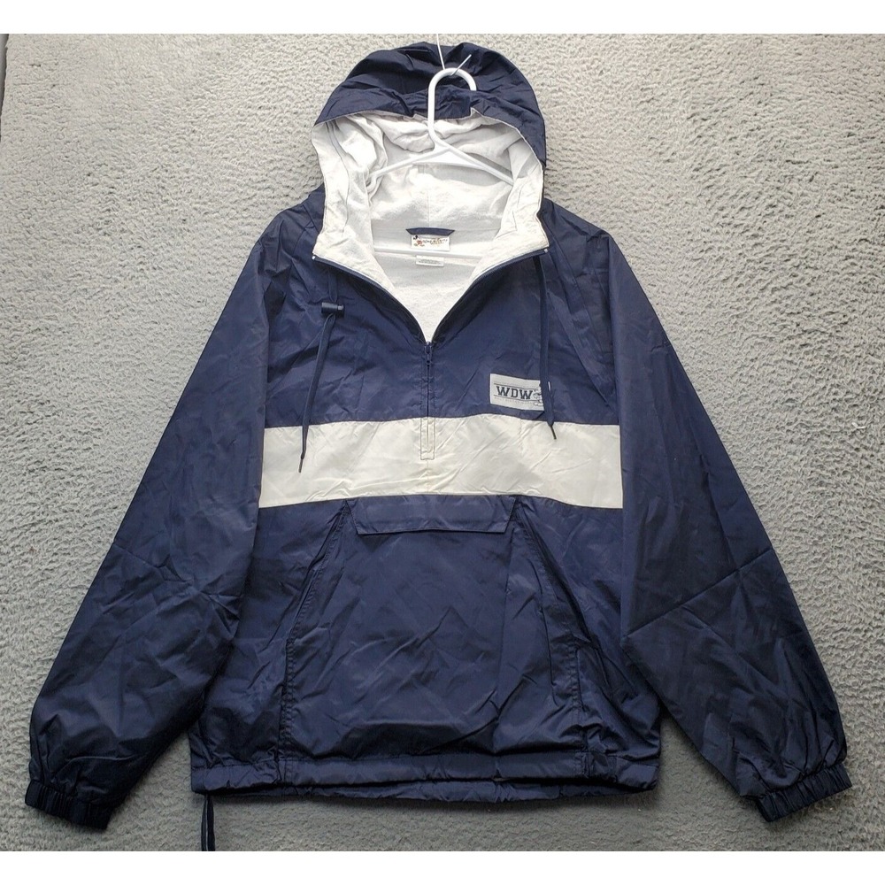 Disney World Windbreaker Jacket Women's S Multi Cheer Fleece Lined Hood 1/2 Zip - Picture 1 of 11